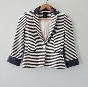 Zara Black and White Striped Blazer